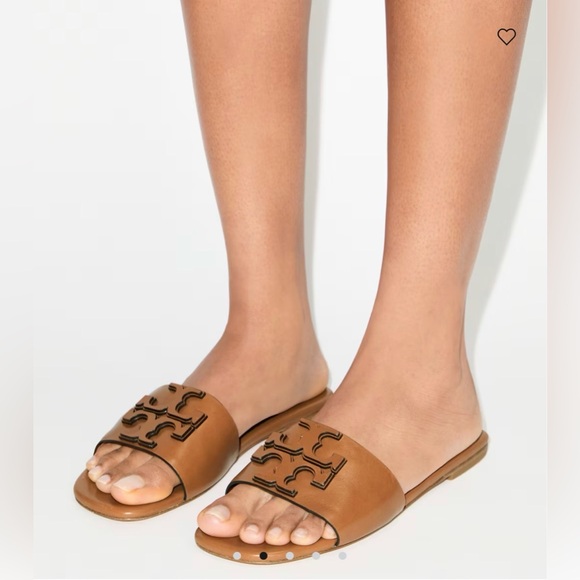 Tory Burch Tan Ines Leather Single-Band Slide Sandals - Picture 11 of 11